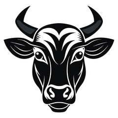 Cow Head Silhouette Vector Tribal Style