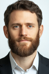 Close-up of a business man smiling, a handsome business tough guy