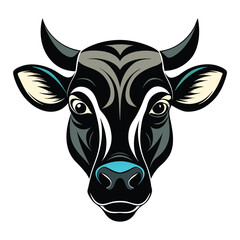 African Cow Head Vector Front View
