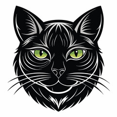 Obraz premium Minimalist Cat Face Line Art Vector