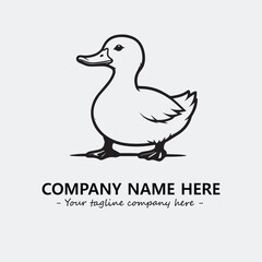 Duck illustration black and white for logo company vector image
