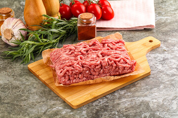 Raw uncooked red minced meat