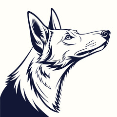 Dog Head Silhouette Line Art Vector