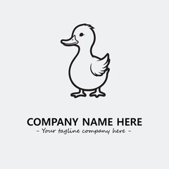 Duck illustration black and white for logo company vector image