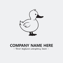 Duck illustration black and white for logo company vector image