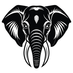 Obraz premium Elephant Head Vector Silhouette Front View