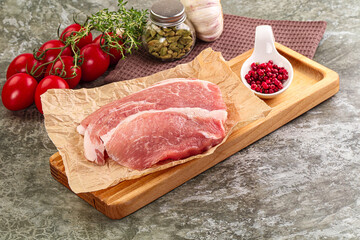 Raw pork steak for cooking