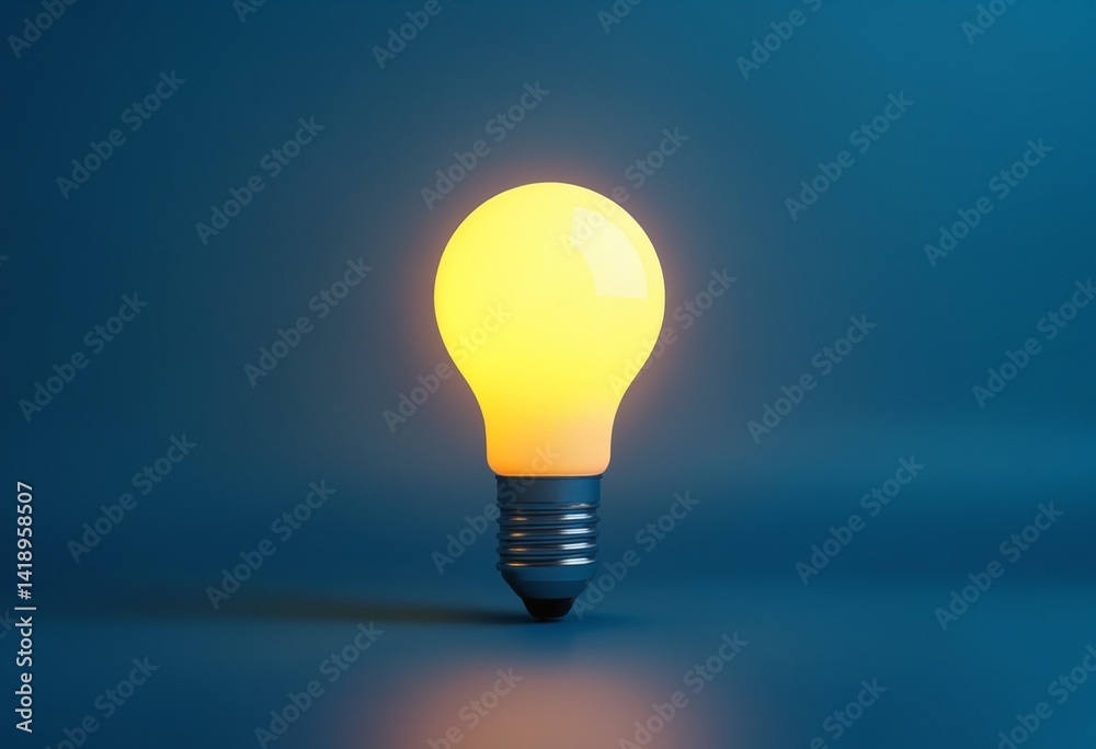 Aufkleber Light bulb idea concept. 3D rendering