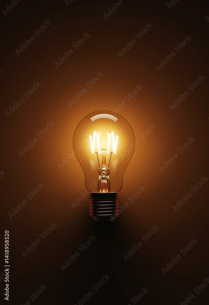 Aufkleber light bulb idea concept. 3d rendering