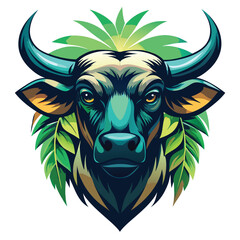 Obraz premium Jungle Bull Vector Front View in Silhouette