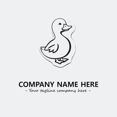 Duck illustration black and white for logo company vector image