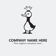 Duck illustration black and white for logo company vector image