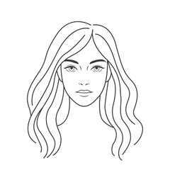 face of beautiful girl . beauty salon concept in linear endless style. vector illustration isolated on white background