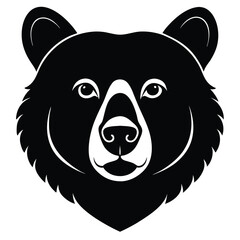 Black Bear Face Silhouette Vector Art