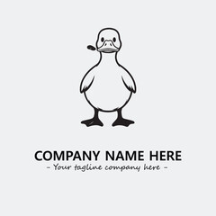 Duck illustration black and white for logo company vector image