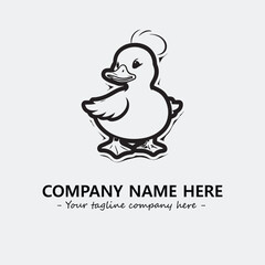 Duck illustration black and white for logo company vector image