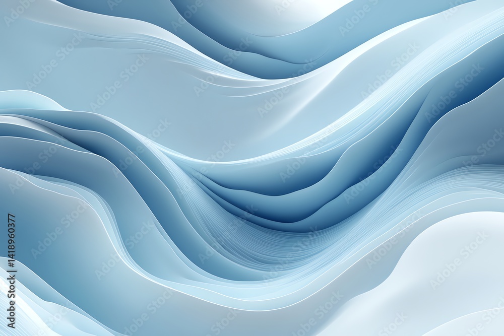Wall mural soft blue waves create a calming abstract background perfect for websites or digital art projects. u