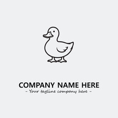 Duck illustration black and white for logo company vector image