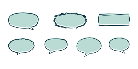 Hand drawn speech bubble set on white background. Vector illustration