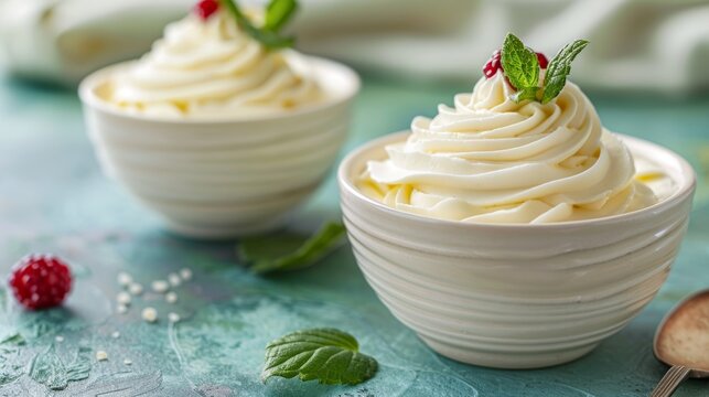 Vibrant desserts with berries on green background, ideal for text and sweet delights