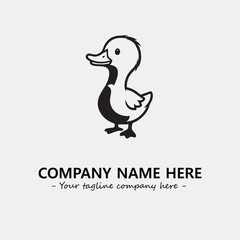 Duck illustration black and white for logo company vector image