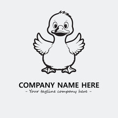 Duck illustration black and white for logo company vector image