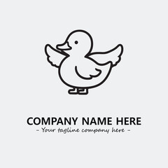 Duck illustration black and white for logo company vector image