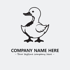 Duck illustration black and white for logo company vector image