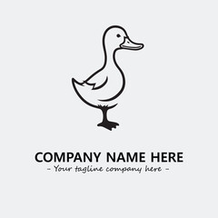Duck illustration black and white for logo company vector image