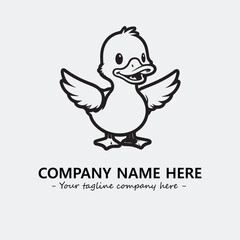 Duck illustration black and white for logo company vector image