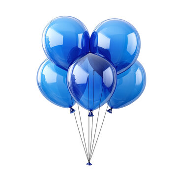Fototapeta Pair of 3D blue balloons in floating position isolated on transparent background