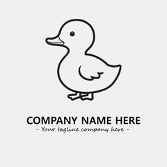 Duck illustration black and white for logo company vector image