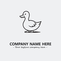 Duck illustration black and white for logo company vector image