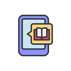 Book app colored icons, minimalist vector illustration ,simple transparent graphic element .Isolated on white background