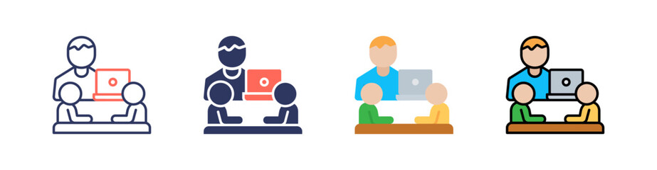 Interview Multi Style Icon Set Vector 