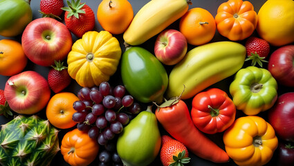 Vibrant Tropical Fruit Display: Exotic Produce Artfully Arranged for Culinary Health & Lifestyle Stock Imagery with Vivid Appeal & Empty Space