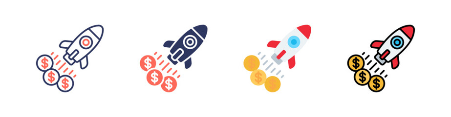 Startup Business Multi Style Icon Set Vector 