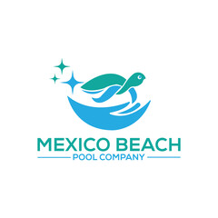 Vibrant Beach Pool Company Logo symbolizing relaxation, luxury, and outdoor fun—perfect for pool construction, maintenance services, or businesses focused on beachfront pools and leisure spaces.