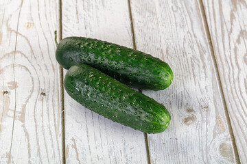 Ripe green raw two cucumbers