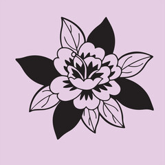 A black and white flower and plant