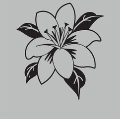 A black and white image of flower and plant