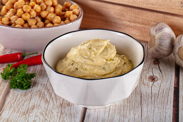 Natural organic homemade chickpea hummus
