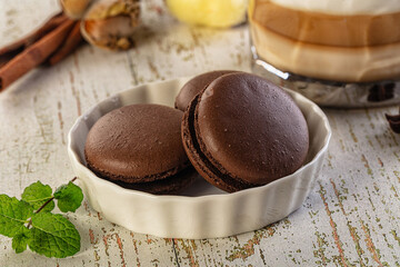 Sweet tasty almond dessert - chocolate macaroon