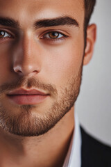 Obraz premium Close-up of a business man smiling, a handsome business man