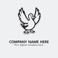 Duck illustration black and white for logo company vector image