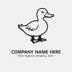 Duck illustration black and white for logo company vector image