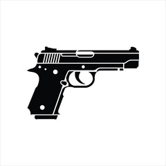 Gun Silhouette Vector – Black Handgun Pistol Icon