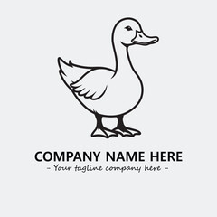 Duck illustration black and white for logo company vector image