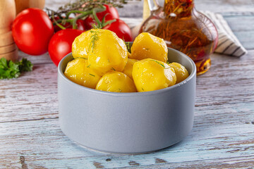 Boiled young potato with oil
