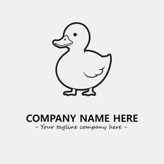 Duck illustration black and white for logo company vector image